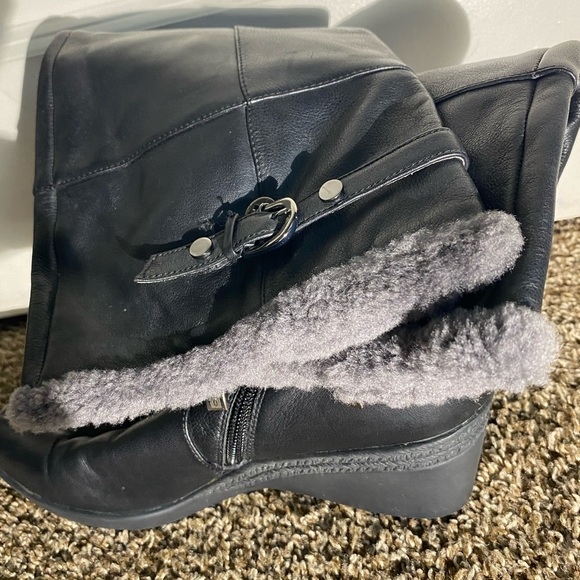 Women’s Basto Black Leather Winter Boots Size 8 - Picture 11 of 11